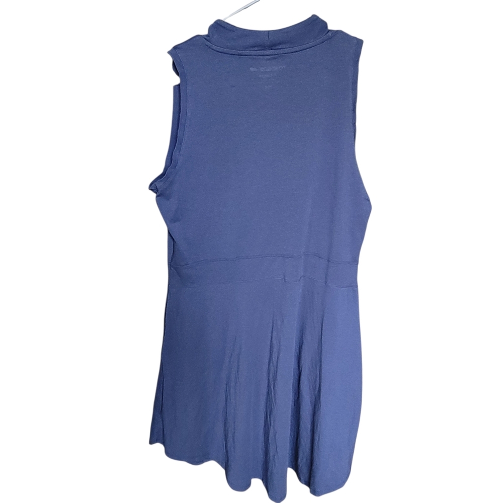 Toad & Co Women's Sz XL Solid Asymmetrical Tank Dress Sleeveless High Neck Blue - Picture 2 of 4